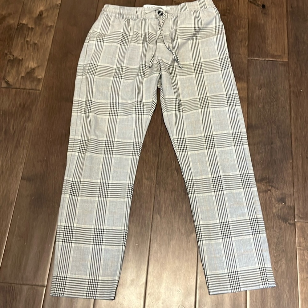 Topman plaid elastic, drawstring trousers - 32 x 32 with pockets stretch skinny
